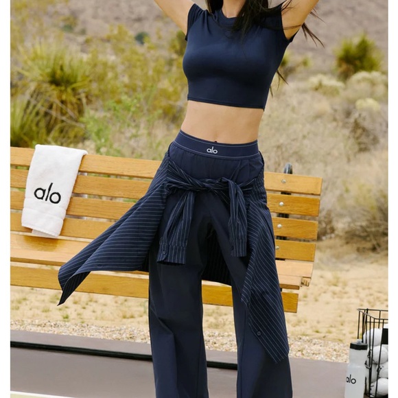 ALO Yoga Pants - ALO Yoga Women's Suit Up Wide Leg Pants in Navy